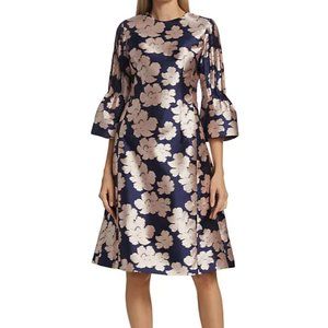 Teri Jon by Rickie Freeman - Satin Bell Sleeve Dress.